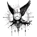 Clock falling angel falling gothic tattoo design idea