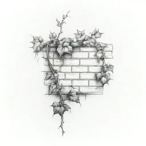 ivy grown on a brick wall tattoo design idea