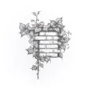ivy grown on a brick wall tattoo design idea