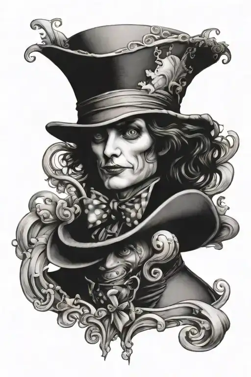mad hatter tattoo design idea