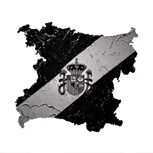 scratch flag intertwined spain and colombia country outline tattoo design idea