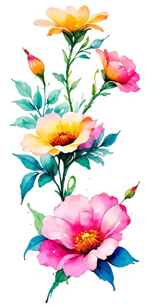 3d flowers intertwined tattoo design idea