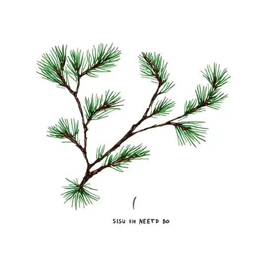 pine branch with sisu words, the branch need to be in one line tattoo design idea