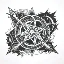 Quantum mechanics intertwined with space time tattoo design idea