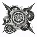 Quantum mechanics intertwined with space time tattoo design idea