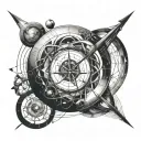 Quantum mechanics intertwined with space time tattoo design idea