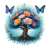 back tattoo posion tree with died flowers and butterflies surrounding the tree tattoo design idea