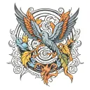 earth fire wing water elements intertwined tattoo design idea