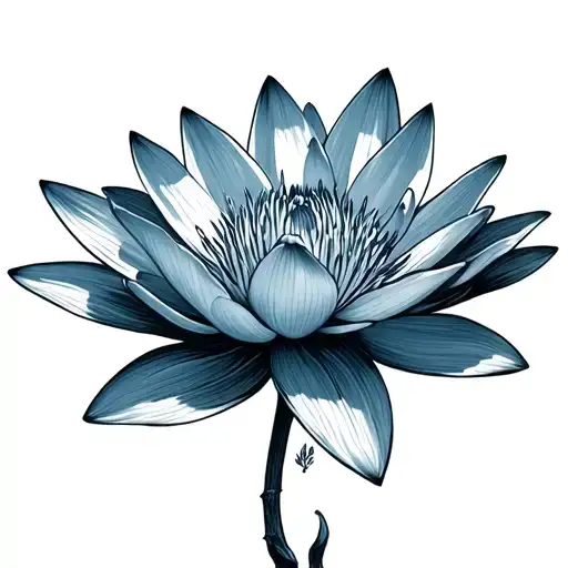 Blue Water Lily tattoo design idea