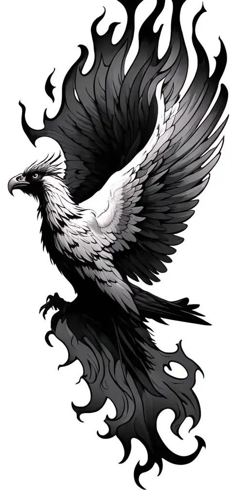 phoenix rising from flames tattoo design idea