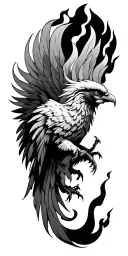 phoenix rising from flames tattoo design idea