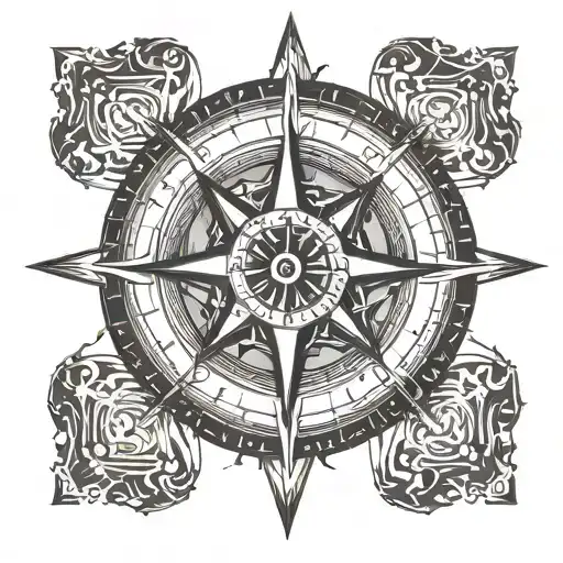 SImple Nautical compass rose tattoo design idea