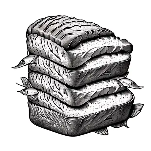 5 loaves of bread and 2 fish tattoo design idea