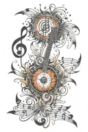 firework bursting with music notes tattoo design idea