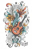 firework bursting with music notes tattoo design idea