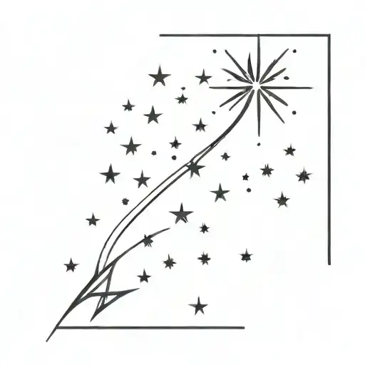 black firework shooting stars shining tattoo design idea