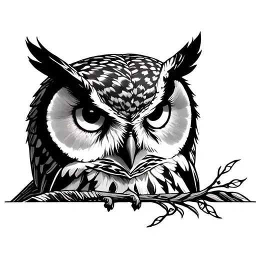 owl watching the night tattoo design idea