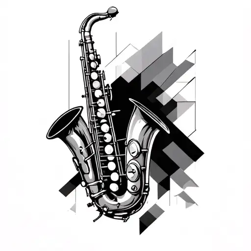 minimal saxophon using on the key structure of the instrument but to blend with a geometry design. for a tattoo that tattoo design idea