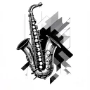 minimal saxophon using on the key structure of the instrument but to blend with a geometry design. for a tattoo that tattoo design idea