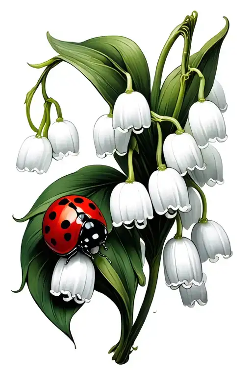 one steam of lily of the valley with a red ladybug on it tattoo design idea