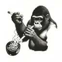 gorilla smoke cigarette being consumed tattoo design idea