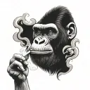 gorilla smoke cigarette being consumed tattoo design idea
