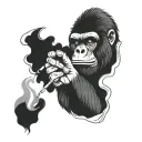 gorilla smoke cigarette being consumed tattoo design idea