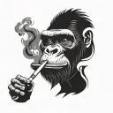 gorilla smoke cigarette being consumed tattoo design idea