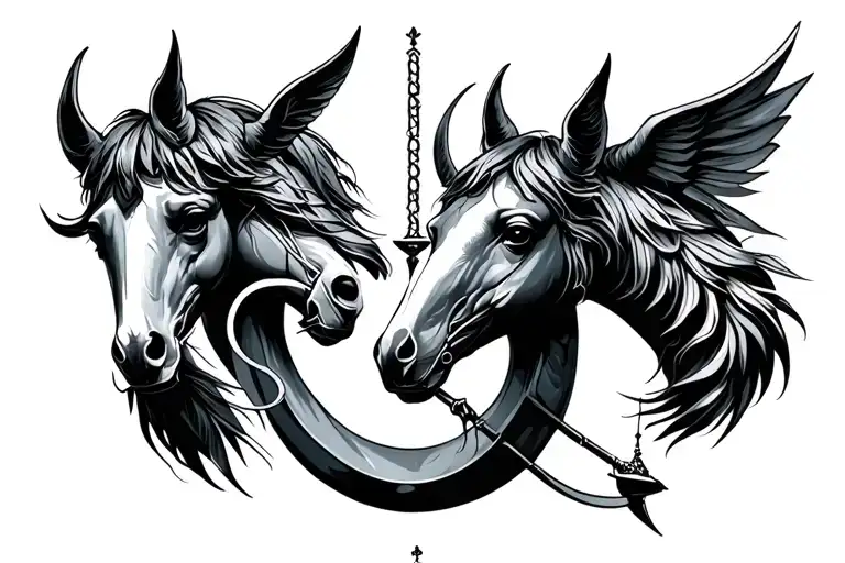 Libra And Sagittarius Combined tattoo design idea