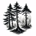 cypress tree, aspen tree and willow tree branches tattoo design idea