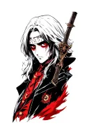 Alucard from hellsing with eyes and other hellsing elements tattoo design idea