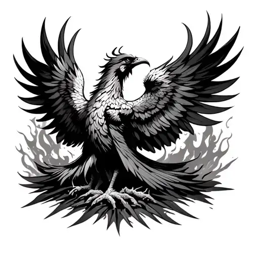 pheonix rising from the ashes symbolizing rebirth tattoo design idea