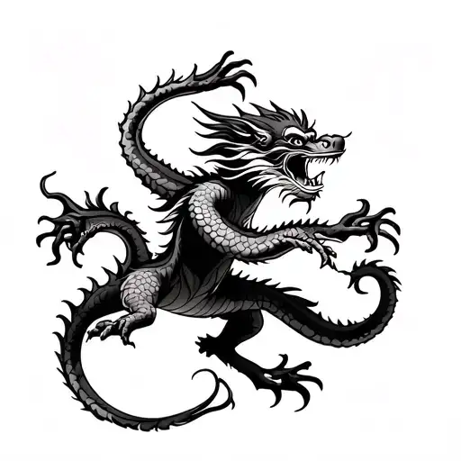 Chinese monkey and dragon flying tattoo design idea