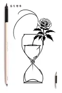 rose, palm tree, hourglass, yin tang tattoo design idea