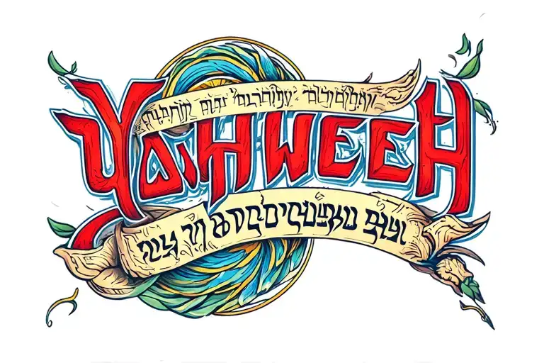 Yahweh in Hebrew typography tattoo tattoo design idea