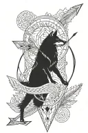 wolf, arrow, infinity  tattoo design idea