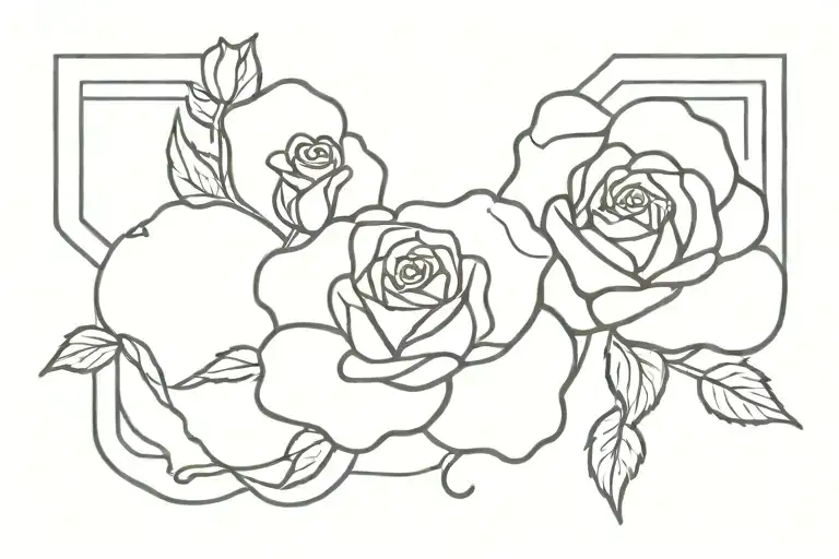 Irish coast with roses  tattoo design idea