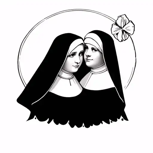 i want nun and priest tattoo representing my 2 sisters as nun and me as the priest i want i to make it like a shadow  tattoo design idea