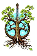 tree of life with sword no background  tattoo design idea