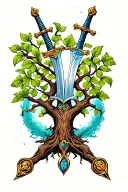 tree of life with sword no background  tattoo design idea
