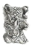 male tiger and cub howling tattoo design idea