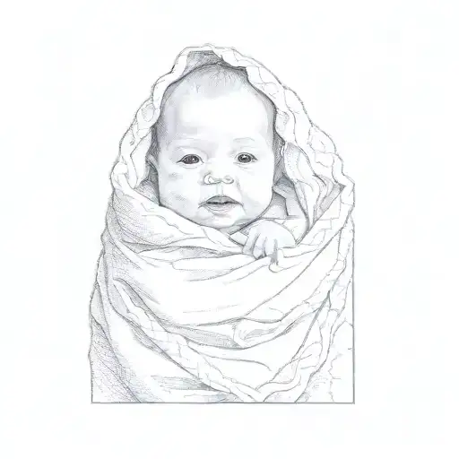 a baby in a blanket tattoo design idea
