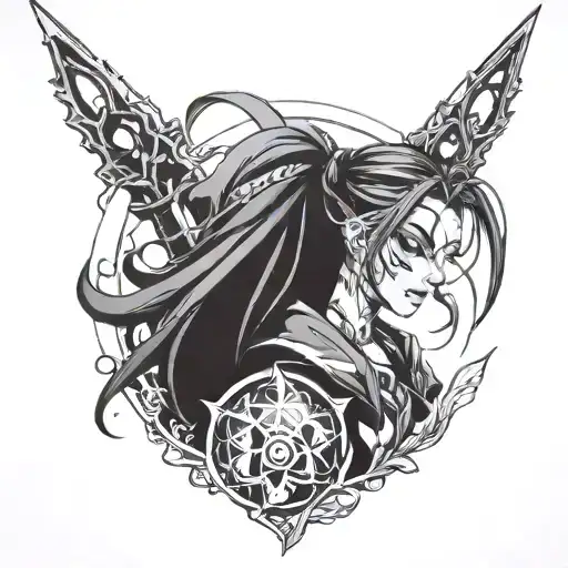 jinx from arcane league of legends tattoo design idea