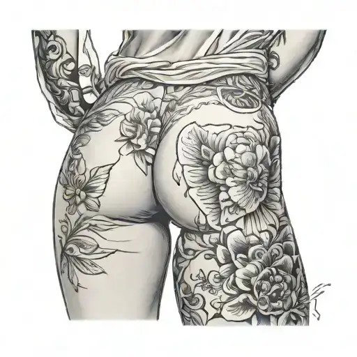 naked body of a woman without panties ass tattoo design idea