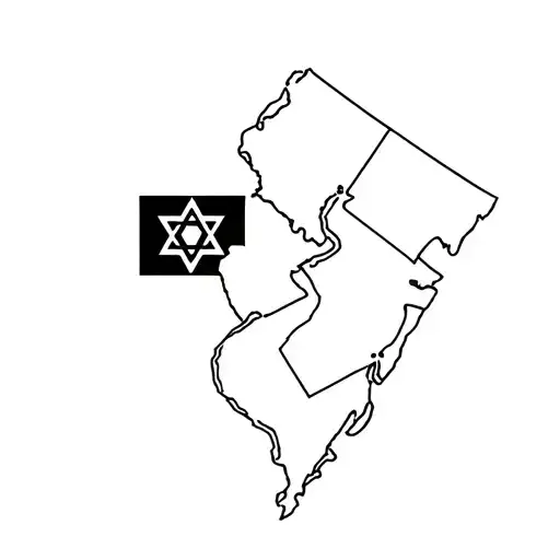 israel and new jersey outlines tattoo design idea