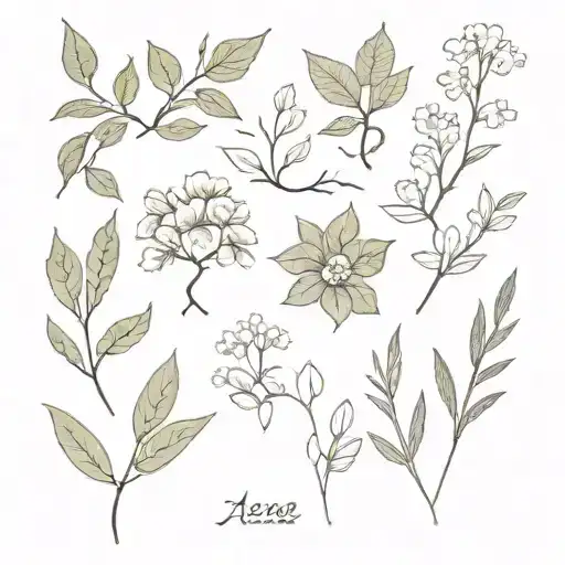 live oak and phoenix and azalea and pecans  tattoo design idea