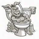 an epic toilet with donkey from shrek on it flipping you off tattoo design idea