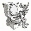 an epic toilet with donkey from shrek on it flipping you off tattoo design idea