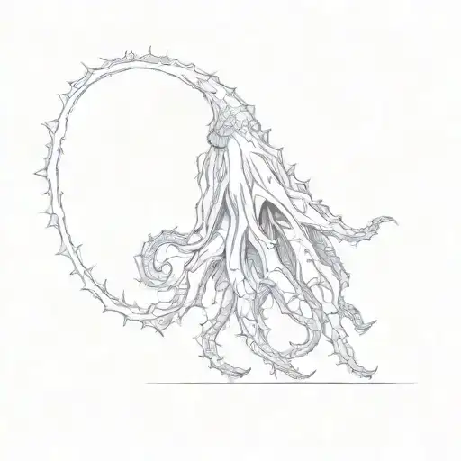 a large alien creature reaching towards with spiky tentacles tattoo design idea