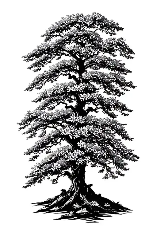 Filler cherry blossom trees tattoo design idea